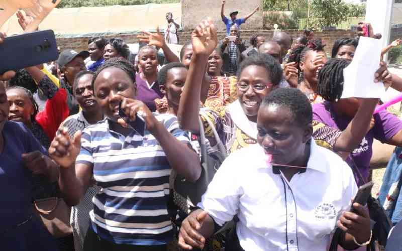 ECDE teachers in Homa Bay County protest against reduction of their salaries.COURTESY